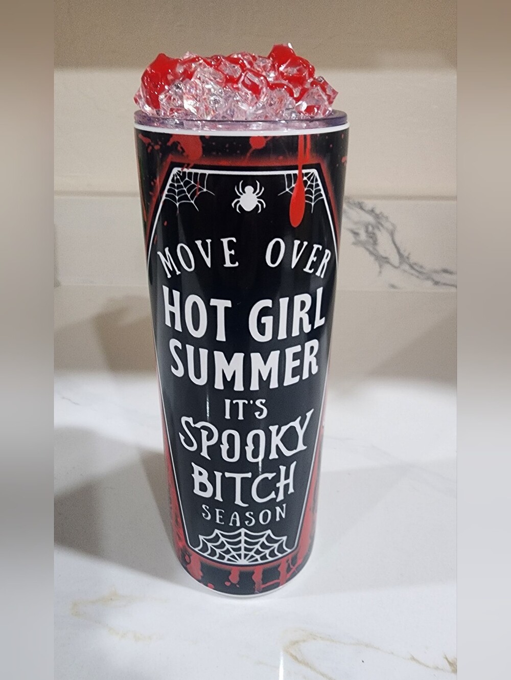 Spooky B**ch 20oz Tumbler with Blood Drip Ice Lid